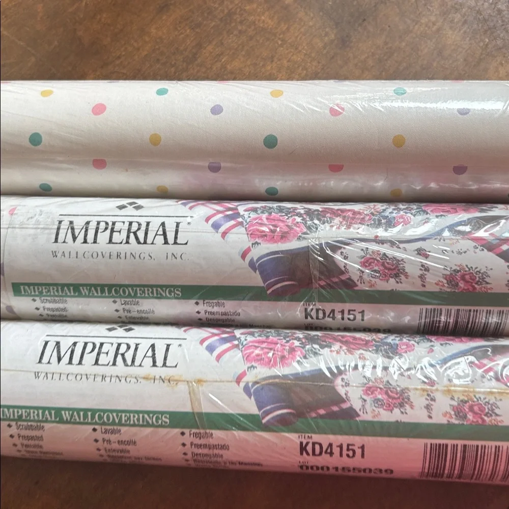 VTG 3 Rolls Imperial Pastel Polka-dot Wallpaper- Sealed
